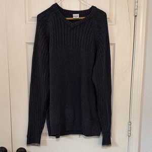 Columbia Men's Dark Charcoal V-Neck Ribbed Knit Sweater